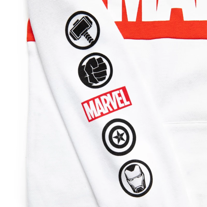 Marvel Logo White Hoodie For Adults 5 Marvel Logo White Hoodie For Adults - Image 3