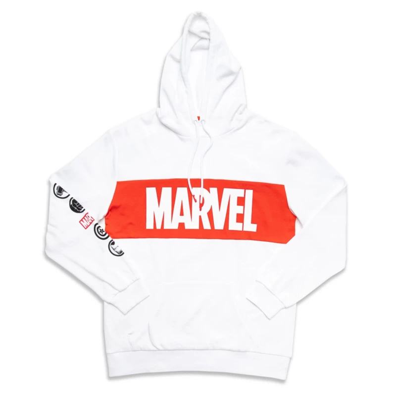 Marvel Logo White Hoodie For Adults 3 Marvel Logo White Hoodie For Adults