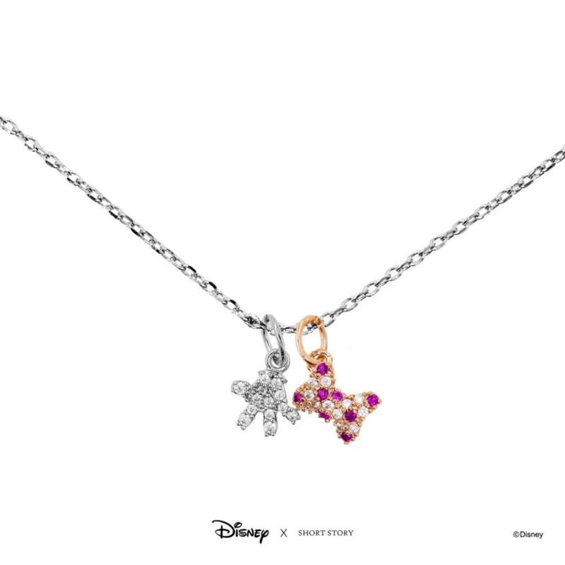 Disney Necklace Diamante Mickey Gloves & Bow, Silver 3 Disney Necklace Diamante Mickey Gloves & Bow, Silver