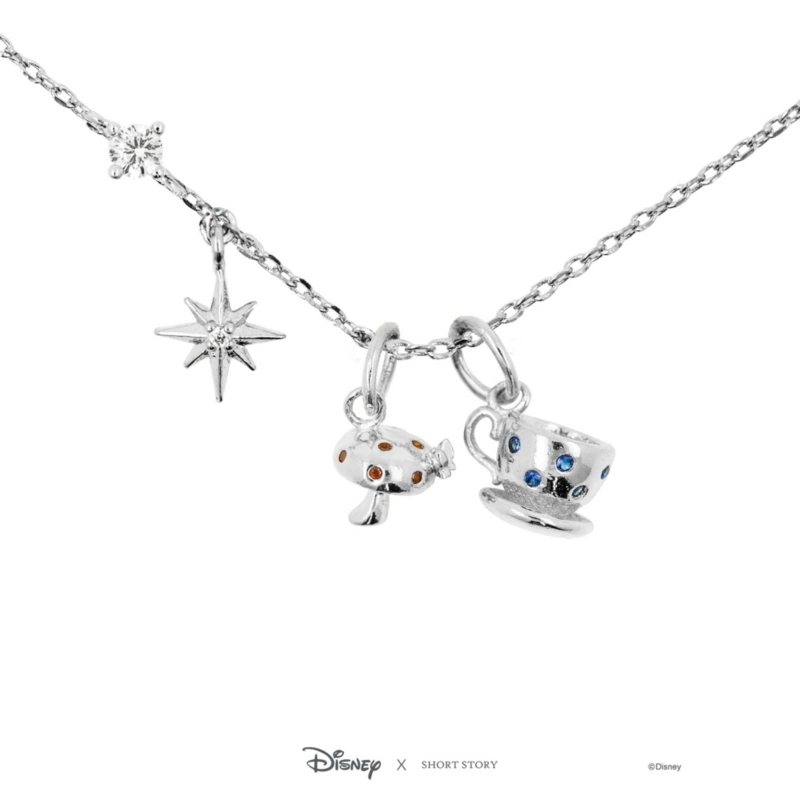 Disney Necklace Alice In Wonderland, Silver 3 Disney Necklace Alice In Wonderland, Silver