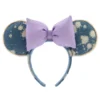 Disney Parks Minnie Mouse Denim And Lavender Ears Headband For Adults